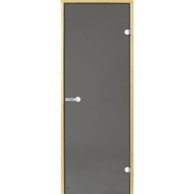 Дверь стеклянная HARVIA 8х19 коробка ольха, стекло серое D81902L